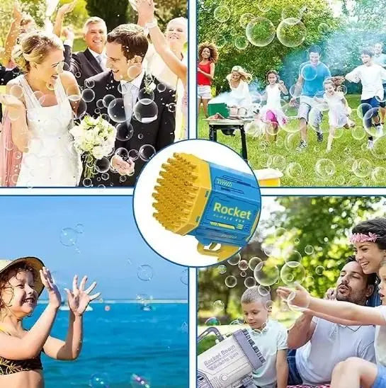 Rocket Bubble Gun – 69-Hole Automatic Blower for Kids - Hopscotch Kids